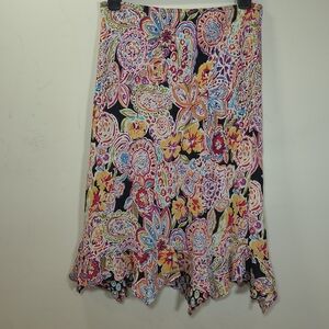 Cabi Womens Reversible Polka Dot/ Floral Multicolor Midi Skirt , Size S